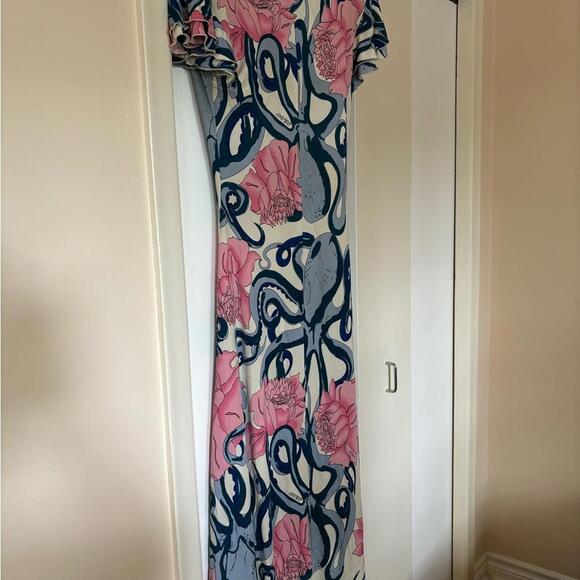 Unique Rose & Octopus Print Silk Jersey Dress by Mara Hoffman - Picture 4 of 5